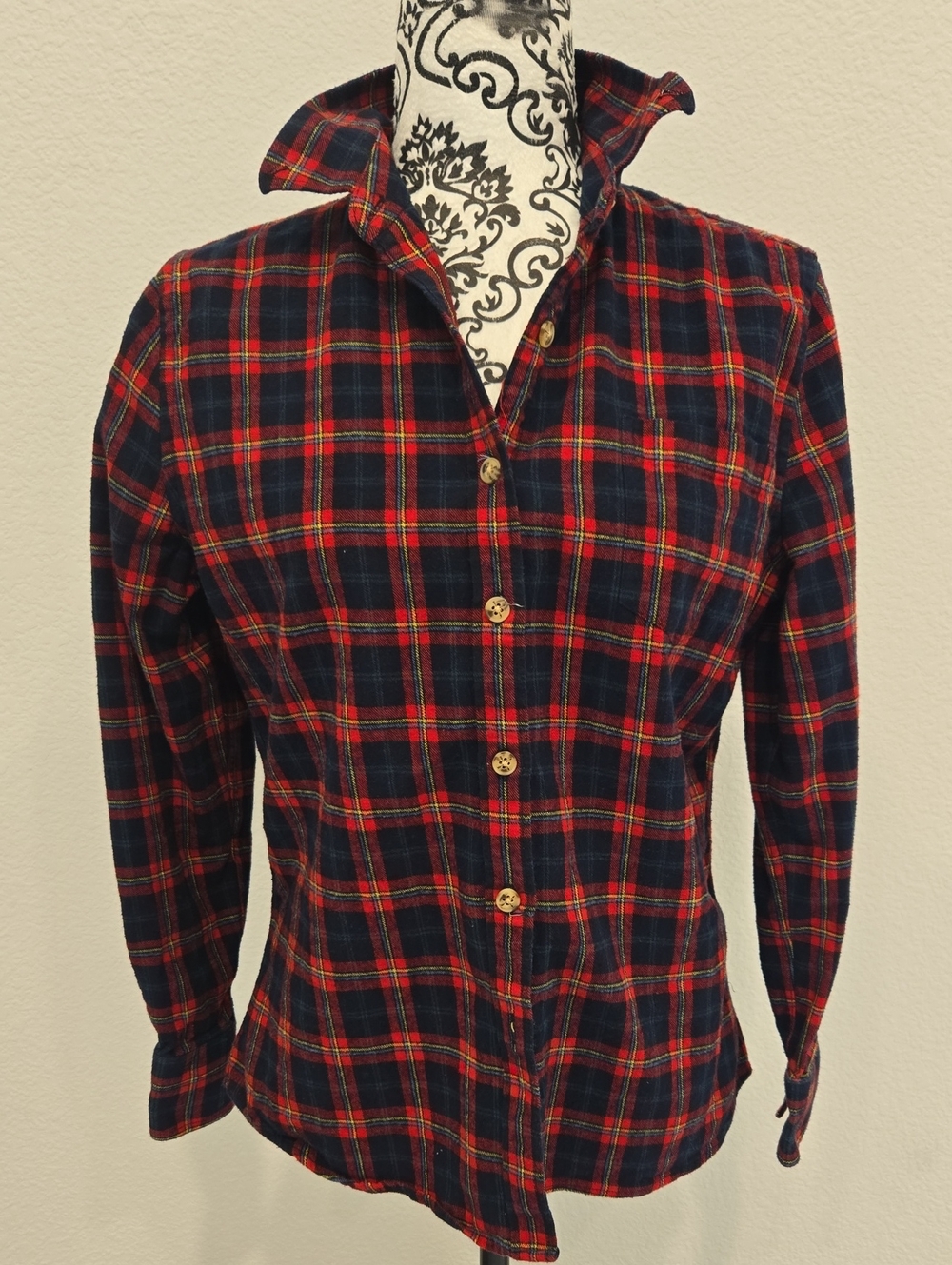 Kiel James Patrick Red and Navy Plaid Button-Down Shirt